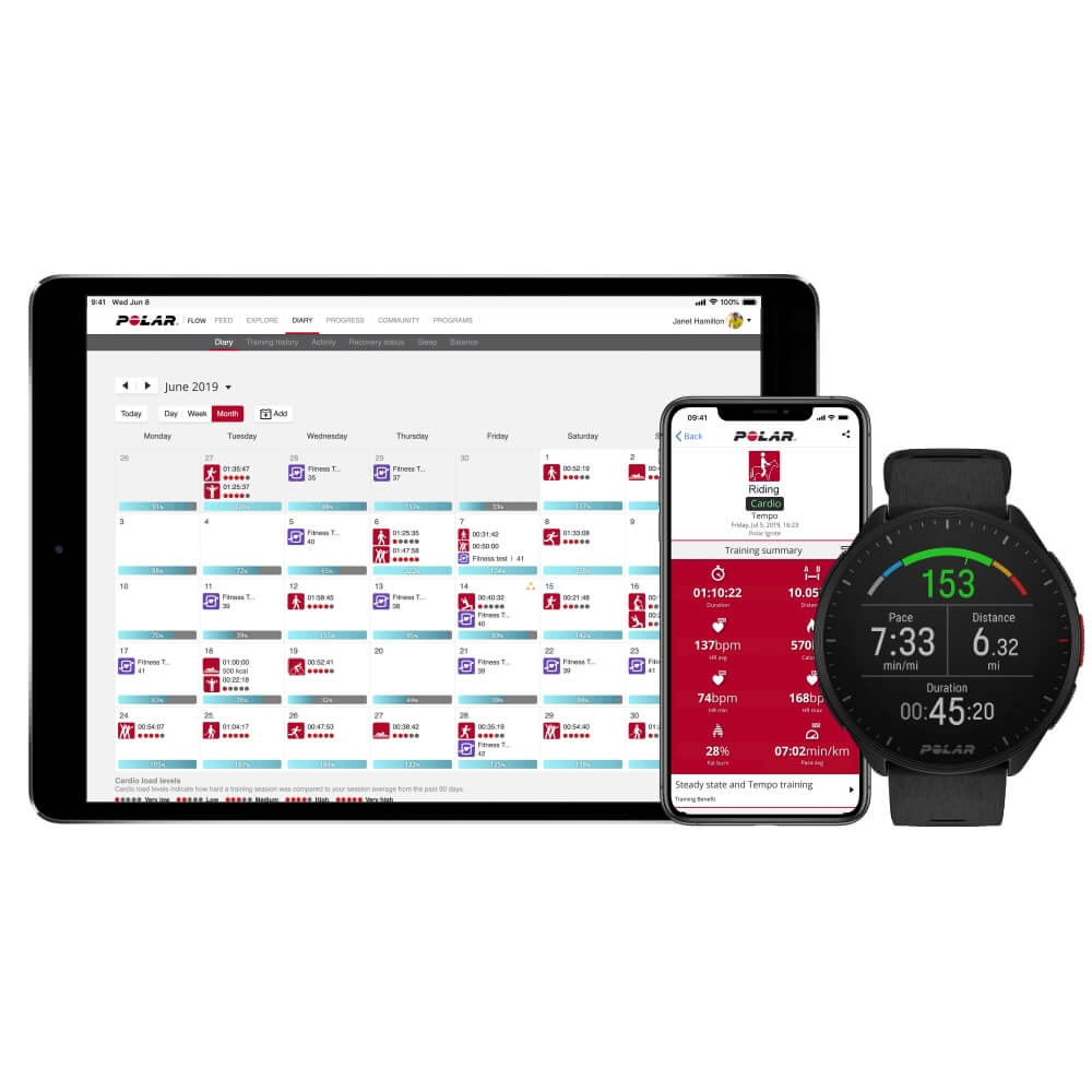 POLAR Equine Pacer Trotting GPS Sportuhr Schwarz + H10 Sender für freies Training & Fahrsport bei CardioZone online kaufen
