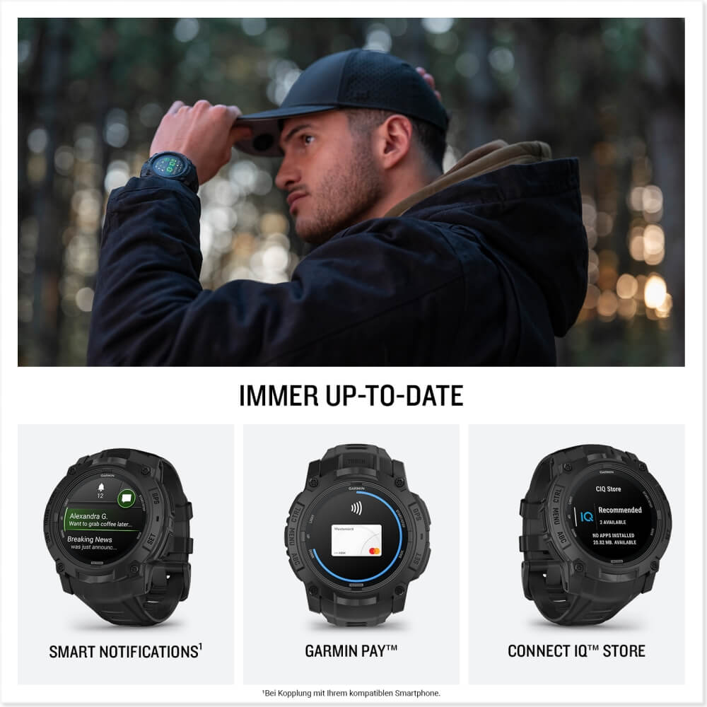 Garmin Instinct 3 Tactical AMOLED 50 mm Schwarz Outdoor Smartwatch bei CardioZone günstig online kaufen
