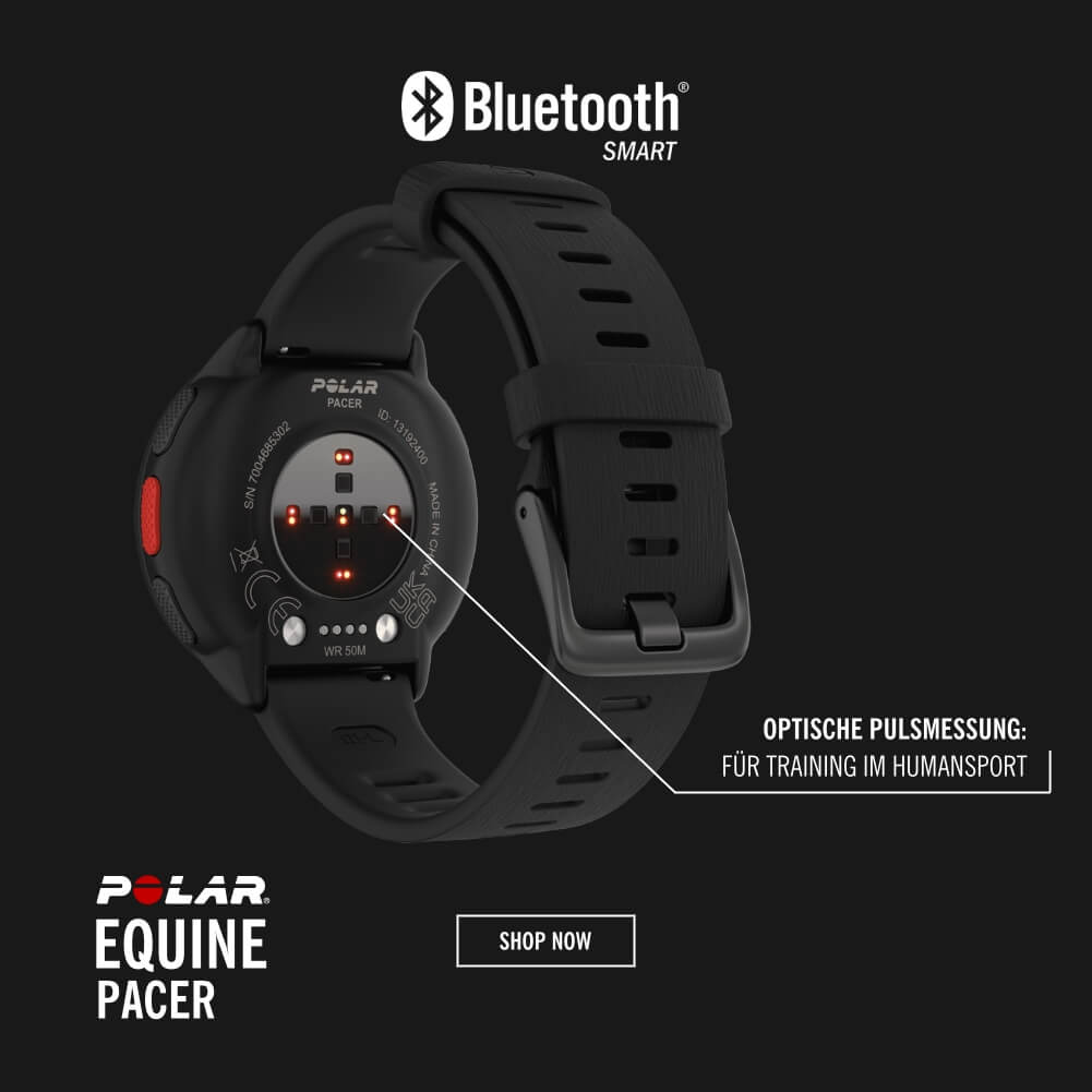 POLAR Equine Pacer Trotting GPS Sportuhr Schwarz + H10 Sender für freies Training & Fahrsport bei CardioZone online kaufen