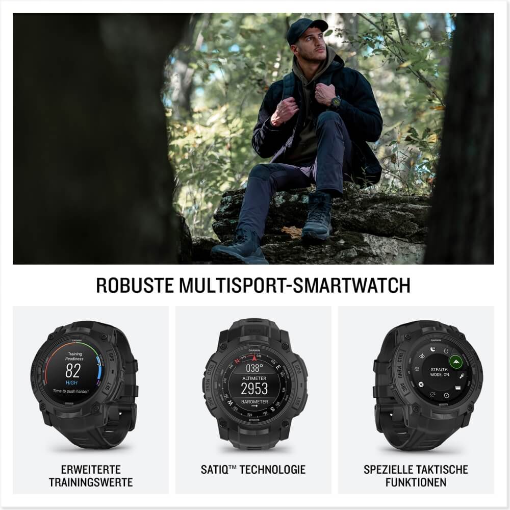 Garmin Instinct 3 Tactical AMOLED 50 mm Schwarz Outdoor Smartwatch bei CardioZone günstig online kaufen