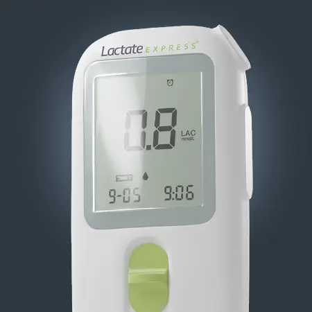 Lactate Express digitales Laktatmessgerät mit Display – mobiles Messsystem zur schnellen und präzisen Bestimmung der Laktatkonzentration im Sport und Leistungsdiagnostik.