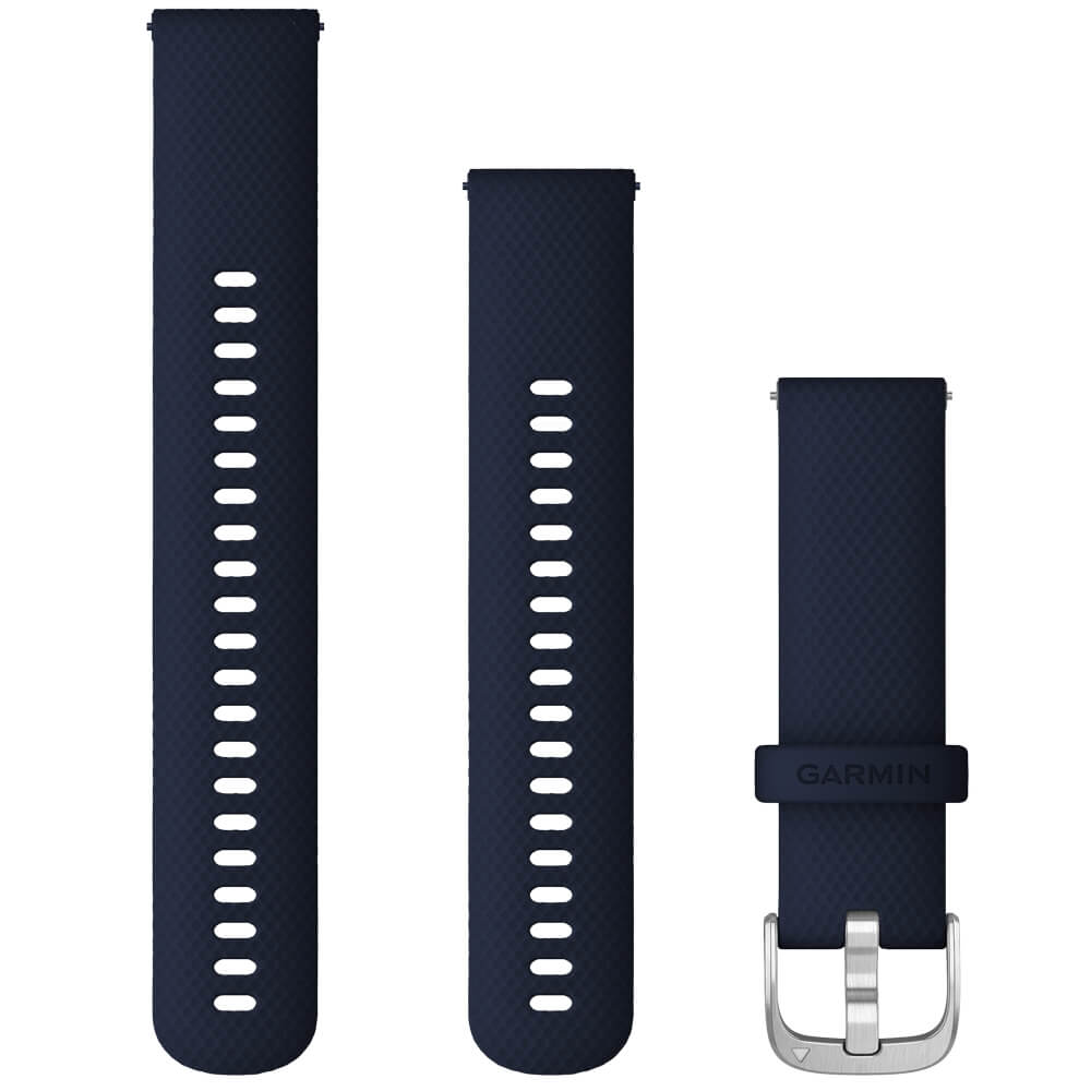 Garmin Schnell-Wechsel Silikon Armband 22mm Dunkelblau - Schnalle Silber bei CardioZone online kaufen