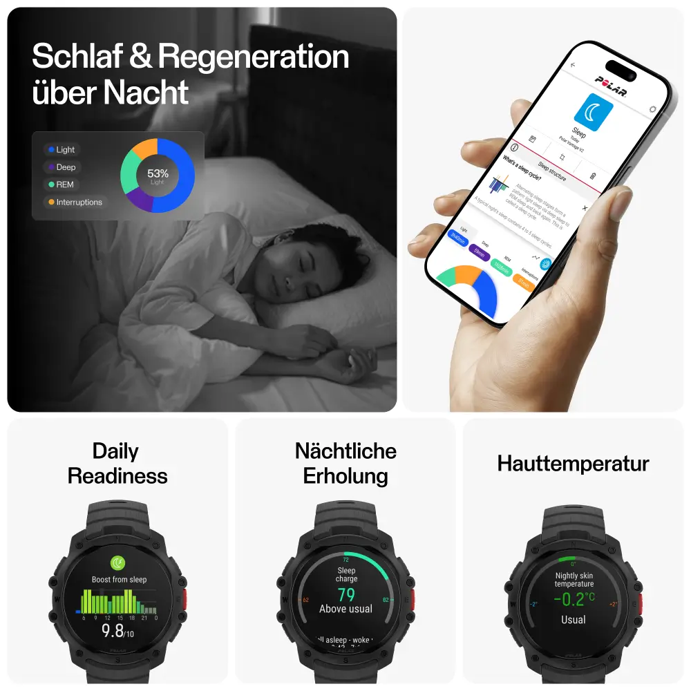 POLAR Street X Night Black Urban Sports Watch mit Amoled Display