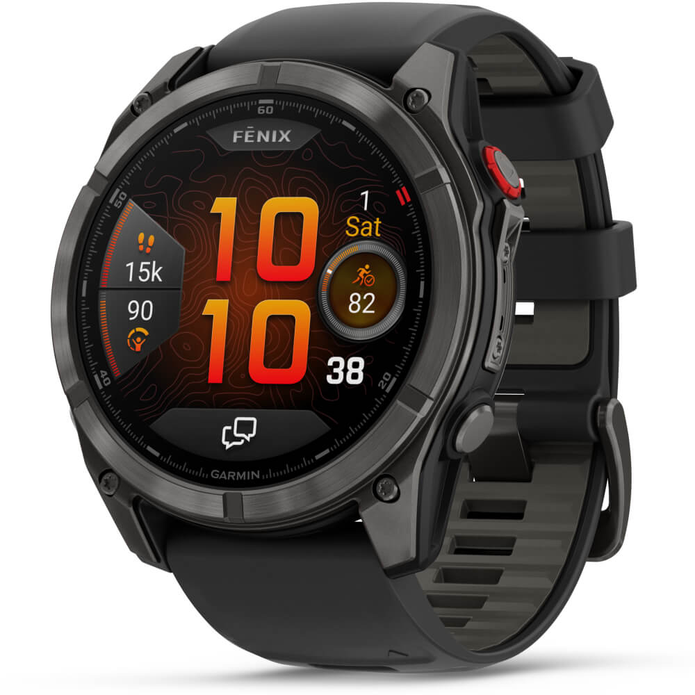 Garmin fenix 8 Pro 51mm AMOLED Sapphire Schwarz/Carbongrau Titan DLC 26mm Silikonarmband