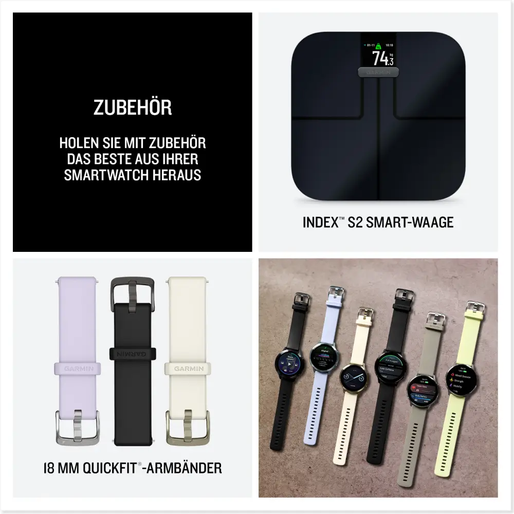 Garmin Venu 4 - 41mm Schwarz-Schiefergrau Schnellwechsel-Silikonarmband 18mm