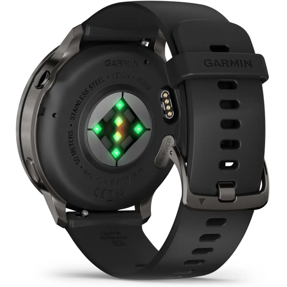 Garmin Venu 4 - 45mm Schwarz-Schiefergrau Schnellwechsel-Silikonarmband 22mm