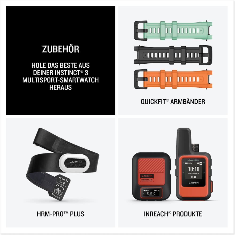 Garmin Instinct 3 AMOLED 50 mm Schwarz 26mm Silikonarmband Schwarz bei CardioZone günstig online kaufen