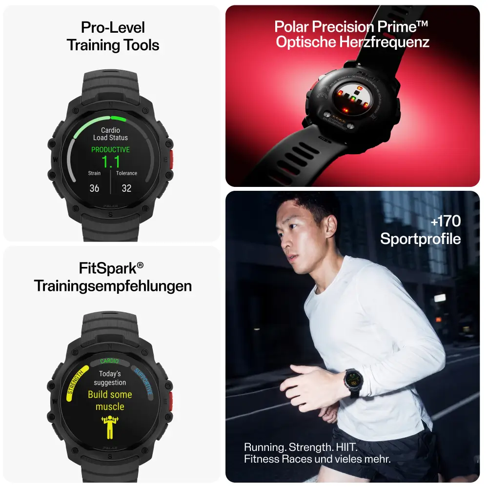 POLAR Street X Night Black Urban Sports Watch mit Amoled Display