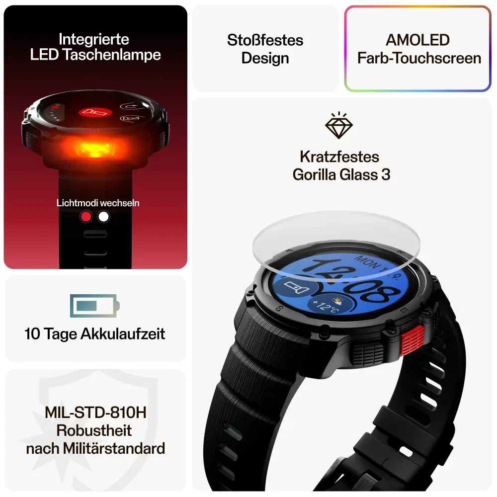 POLAR Street X Night Black Urban Sports Watch mit Amoled Display