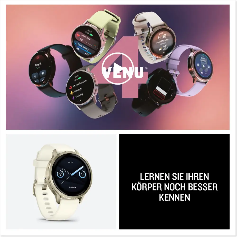 Garmin Venu 4 - 41mm Schwarz-Schiefergrau Schnellwechsel-Silikonarmband 18mm