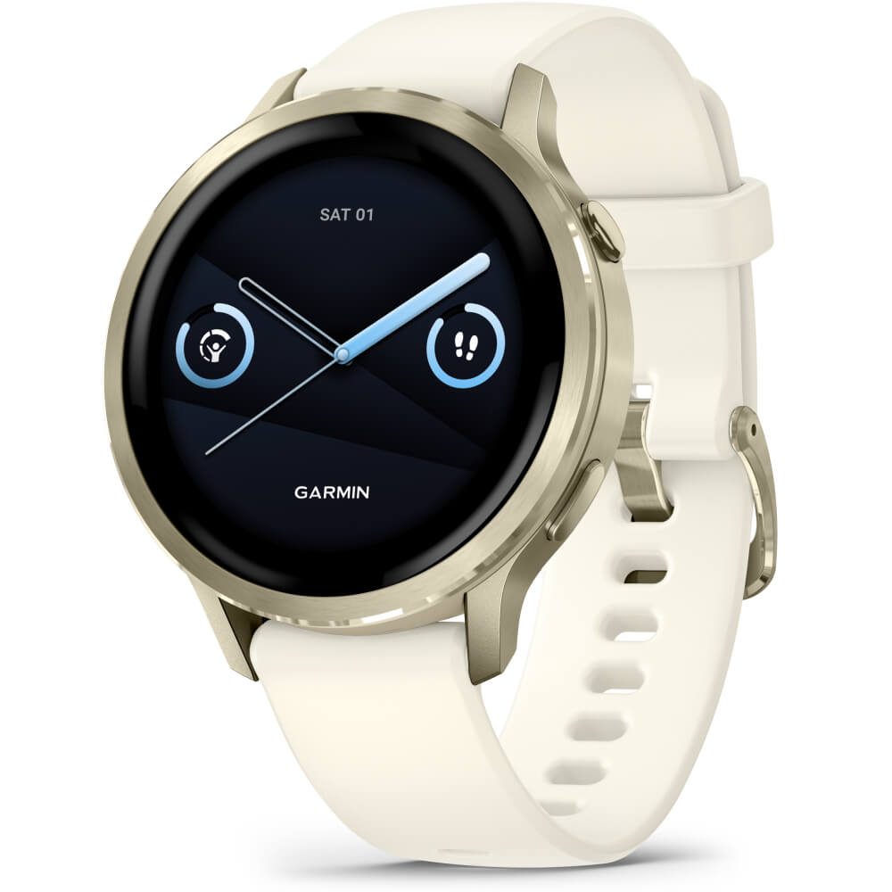 Garmin Venu 4 - 41mm Beige-Lunargold Schnellwechsel-Silikonarmband 18mm Bone