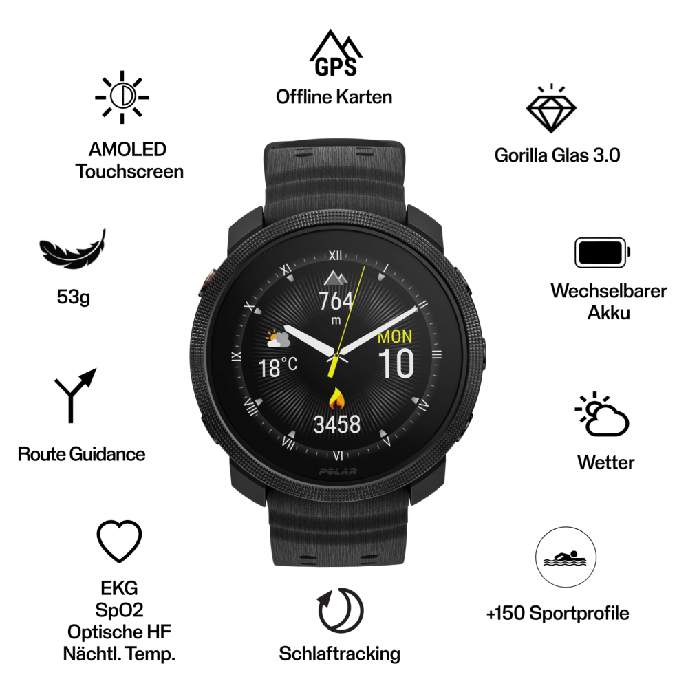 POLAR Vantage M3 Night Black Multisport Uhr Gr. S-L bei CardioZone günstig online kaufen