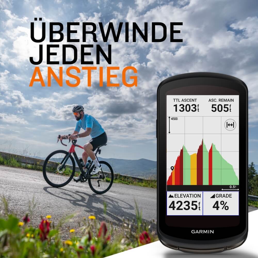 Garmin Edge 1040 Solar Radcomputer mit Garmin Fahrradkarte u. Zubehör bei CardioZone günstig online kaufen