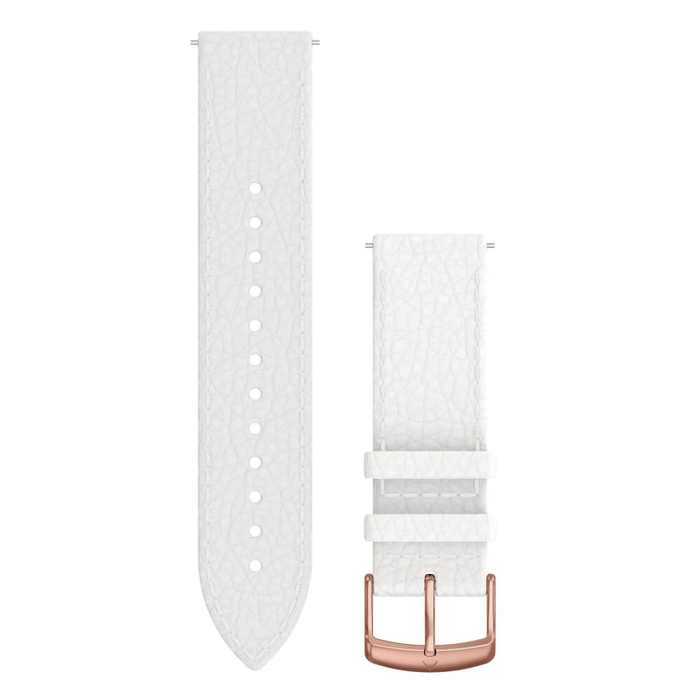 Garmin-Schnell-Wechsel-20mm-Leder-Armband-Weiss-Rosegold-01 Garmin Schnell-Wechsel 20mm Leder-Armband Weiss / Schnalle Rosegold bei CardioZone günstig online kaufen