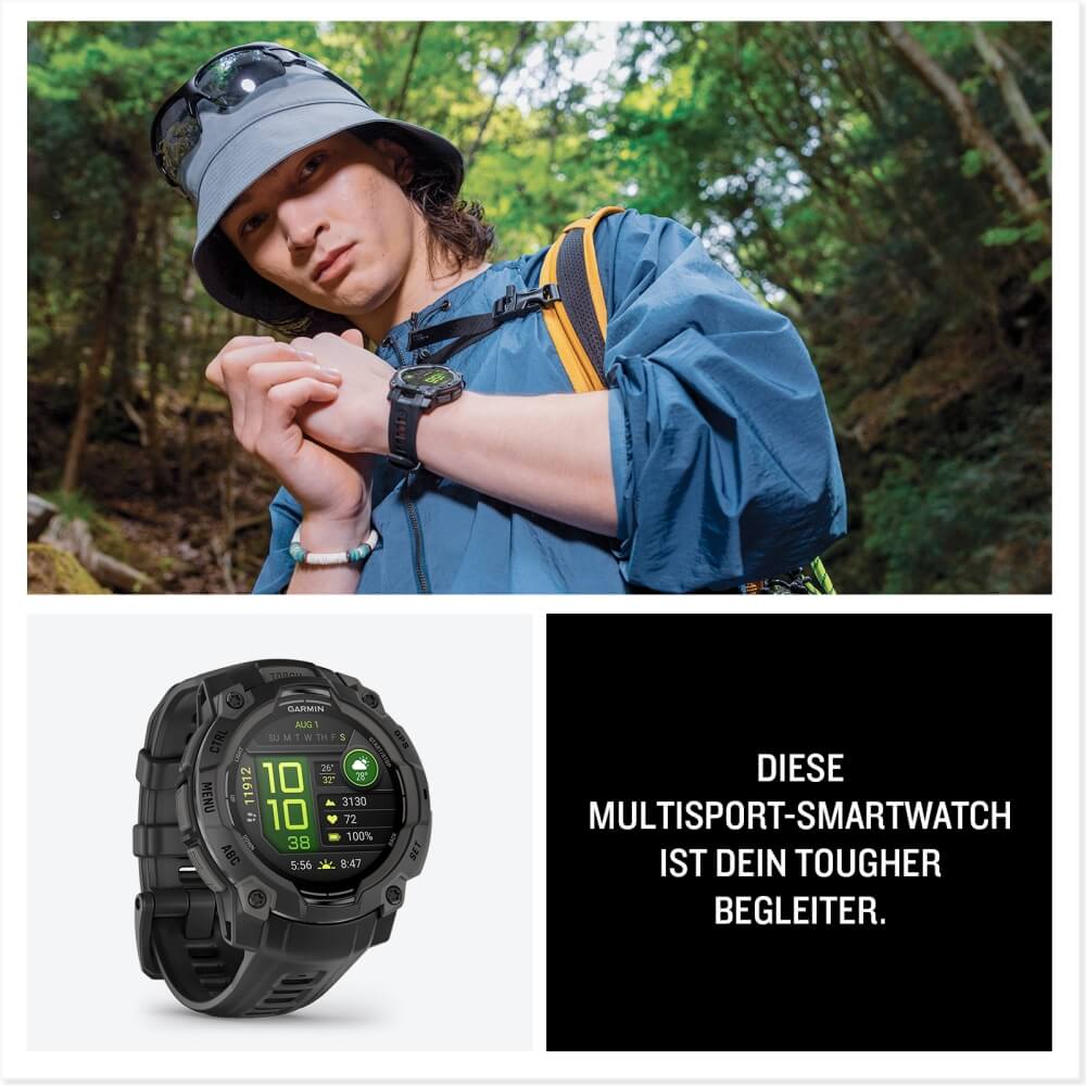 Garmin Instinct 3 AMOLED 45 mm Schwarz 22mm Silikonarmband Schwarz bei CardioZone günstig online kaufen