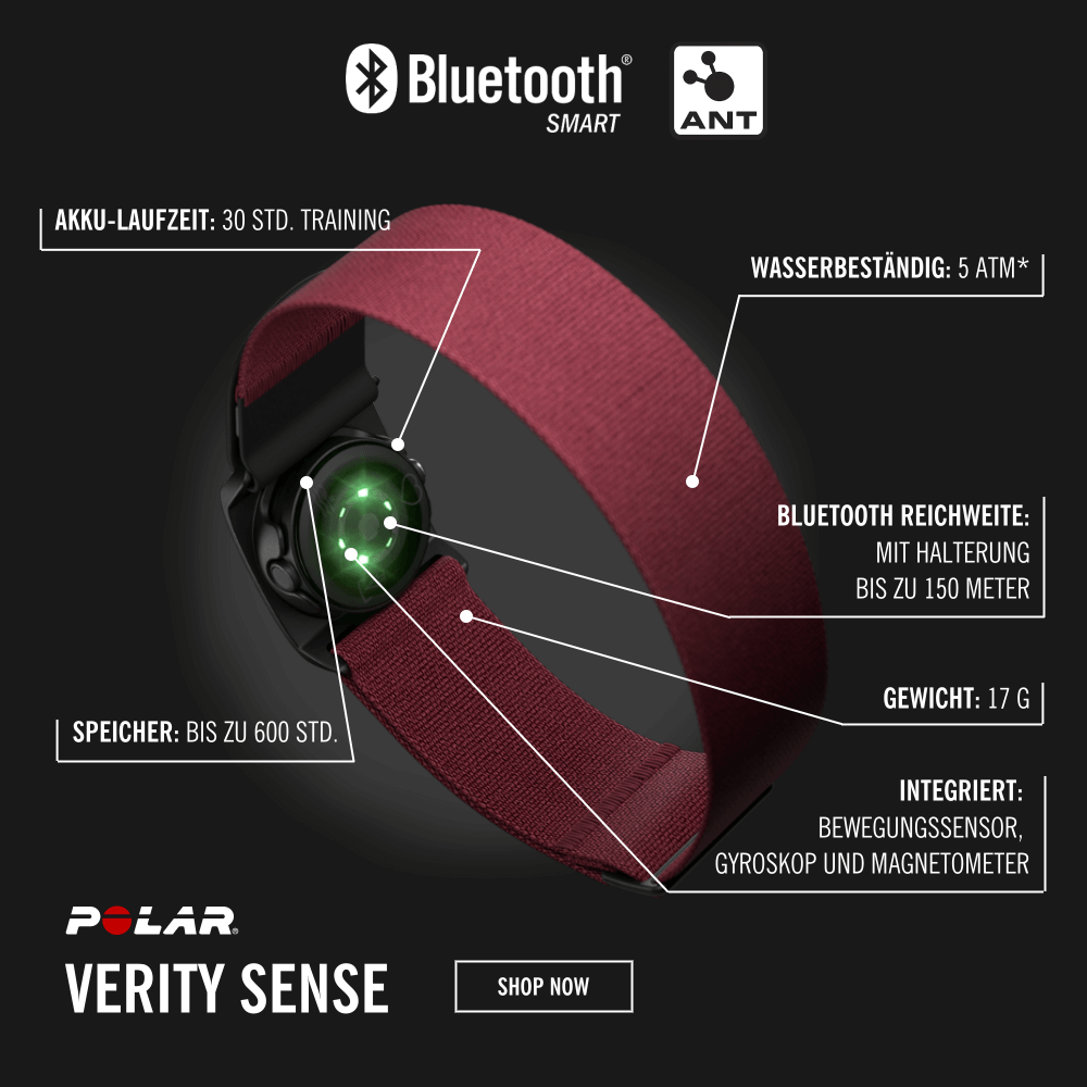 POLAR Verity Sense Dunkelrot optischer Puls-Sensor für jeden Sport bei CardioZone günstig online kaufen