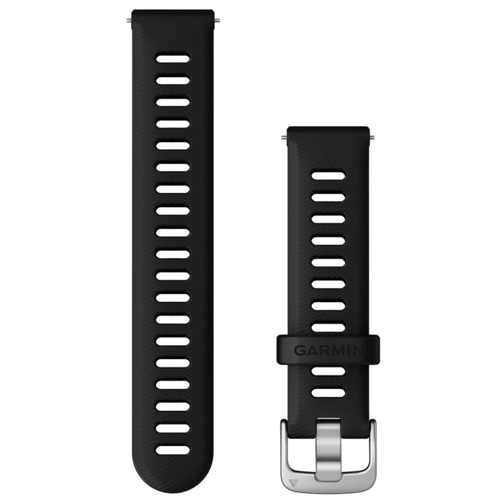 Garmin Forerunner 255S Schnell Wechsel 18mm Silikon Armband Schwarz Verschluss Silber bei CardioZone günstig online kaufen