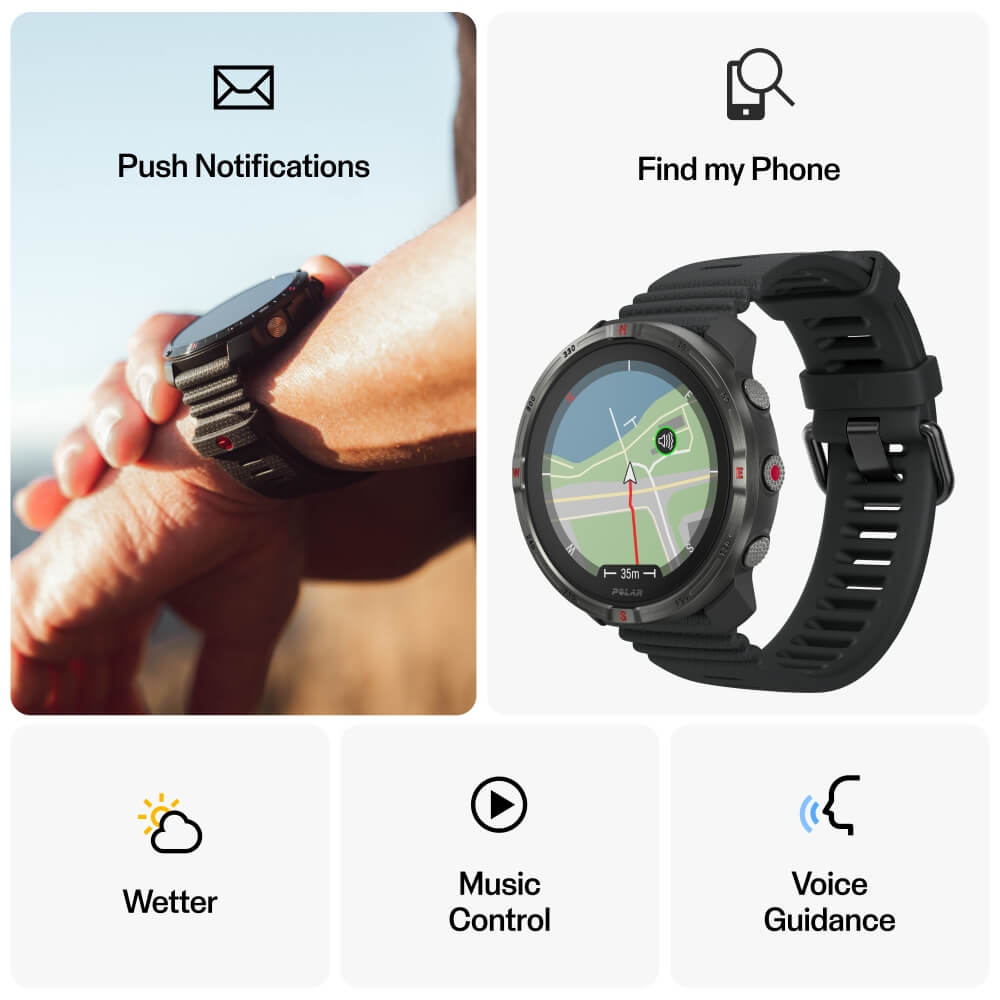 POLAR Grit X2 Schwarz Advanced AMOLED Outdoor Multisportuhr S-L bei CardioZone online kaufen