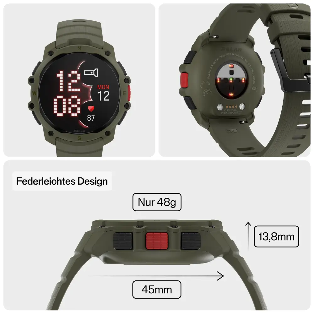 POLAR Street X Forrest Green Urban Sports Watch mit Amoled Display