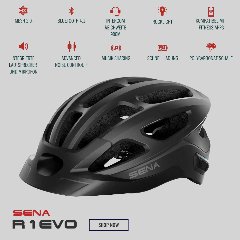 Sena R1 Evo Fahrradhelm mit Mesh Intercom Matte Black/Schwarz bei CardioZone günstig online kaufen
