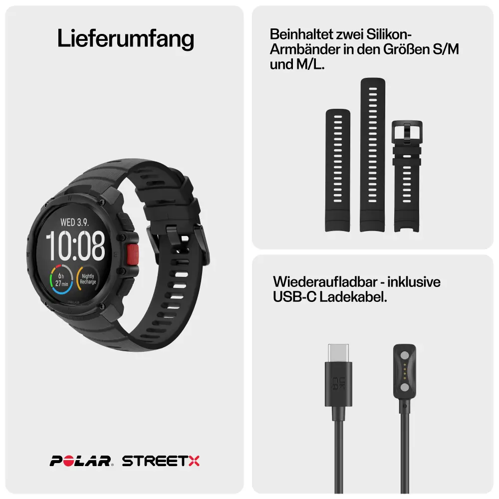 POLAR Street X Night Black Urban Sports Watch mit Amoled Display