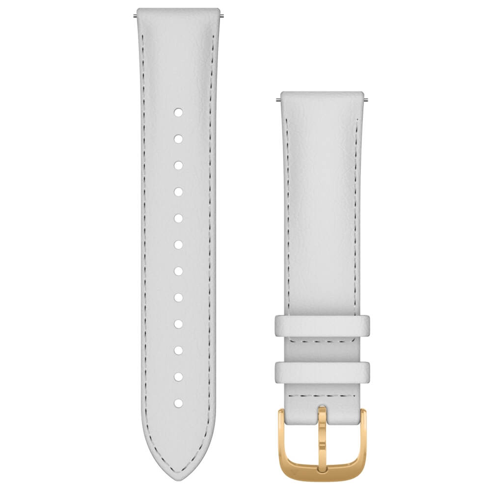 Garmin Schnell-Wechsel Leder Armband 20mm Weiss / 24K-Gold-PVD-Teile bei CardioZone online kaufen