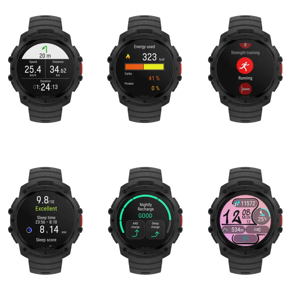 POLAR Street X Night Black Urban Sports Watch mit Amoled Display