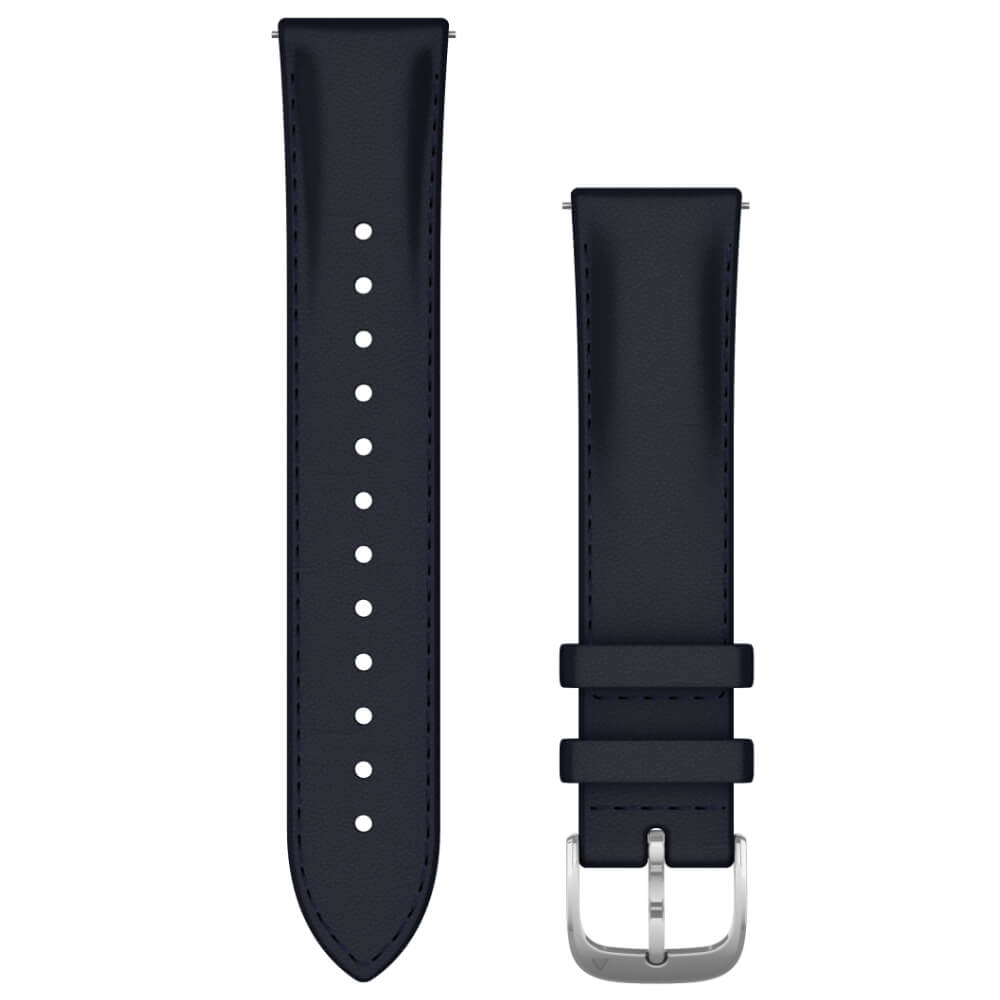 Garmin Schnell-Wechsel Leder Armband 20mm Navyblau geprägt / Schnalle Silber bei CardioZone online kaufen