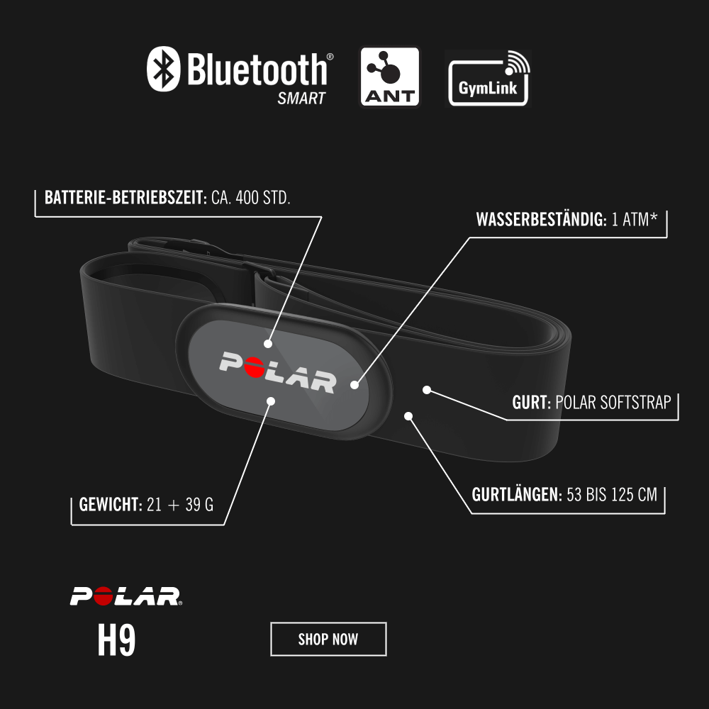 POLAR H9 Bluetooth Smart & ANT+ Herzfrequenz Sender Schwarz bei CardioZone günstig online kaufen