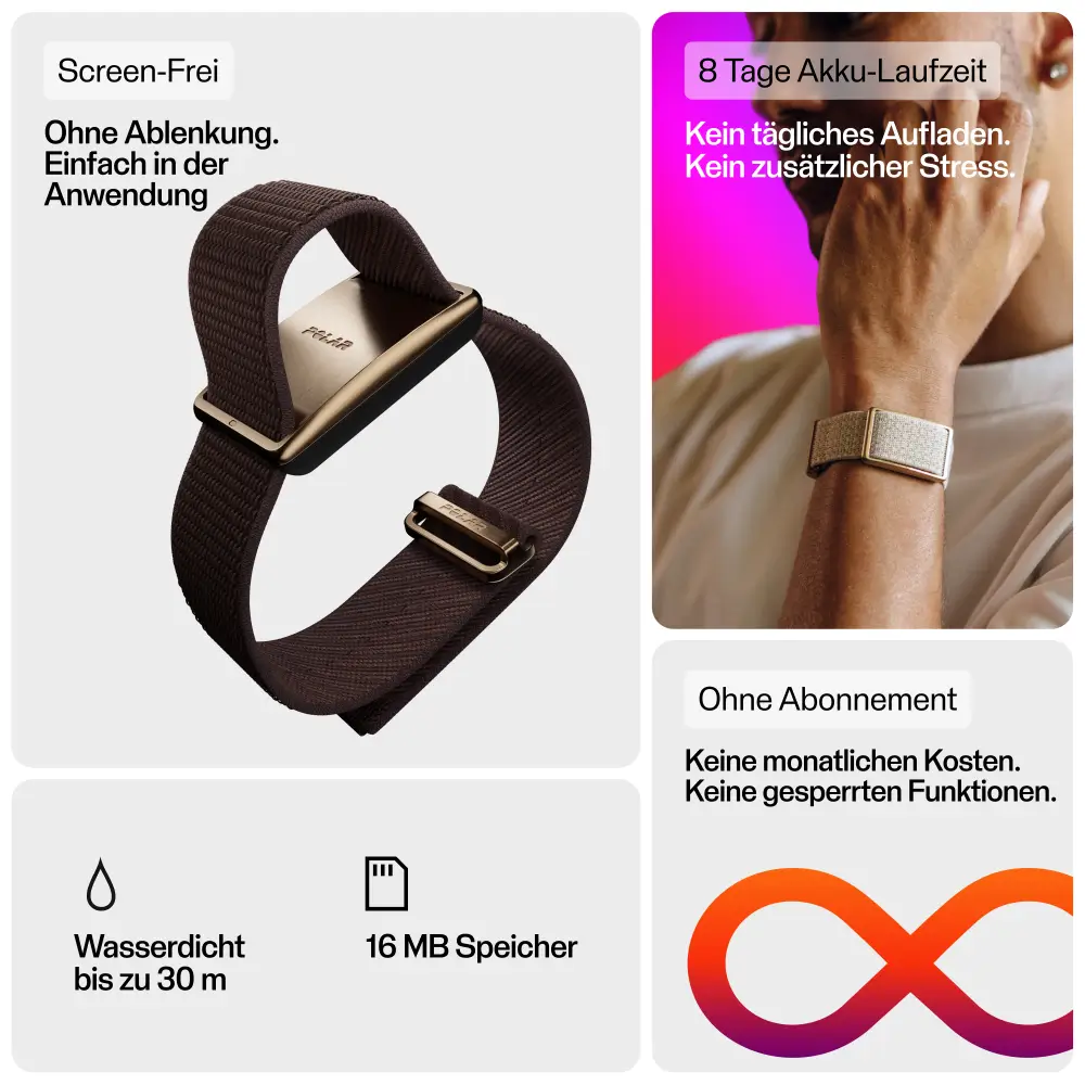 Polar Loop Fitnessarmband ohne Display mit 8 Tage Akkulaufzeit und wasserdicht bis 30 m