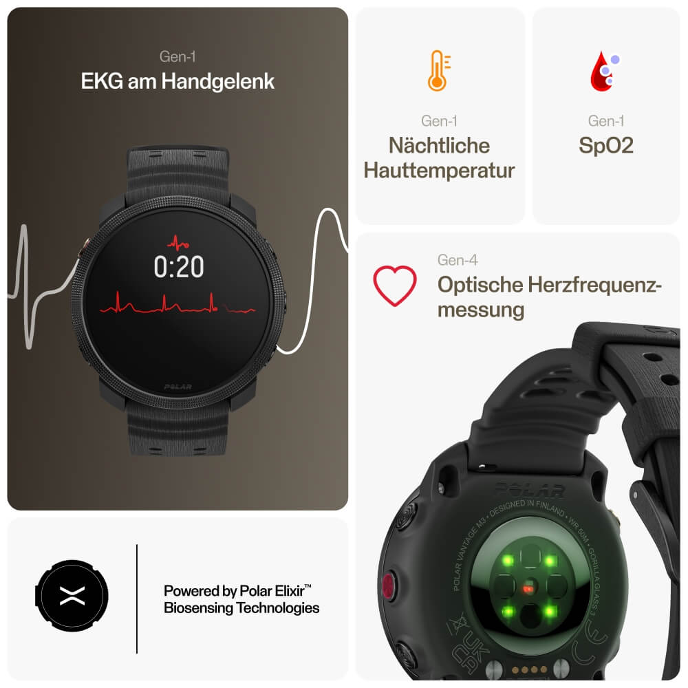 POLAR Vantage M3 Night Black Multisport Uhr Gr. S-L bei CardioZone günstig online kaufen