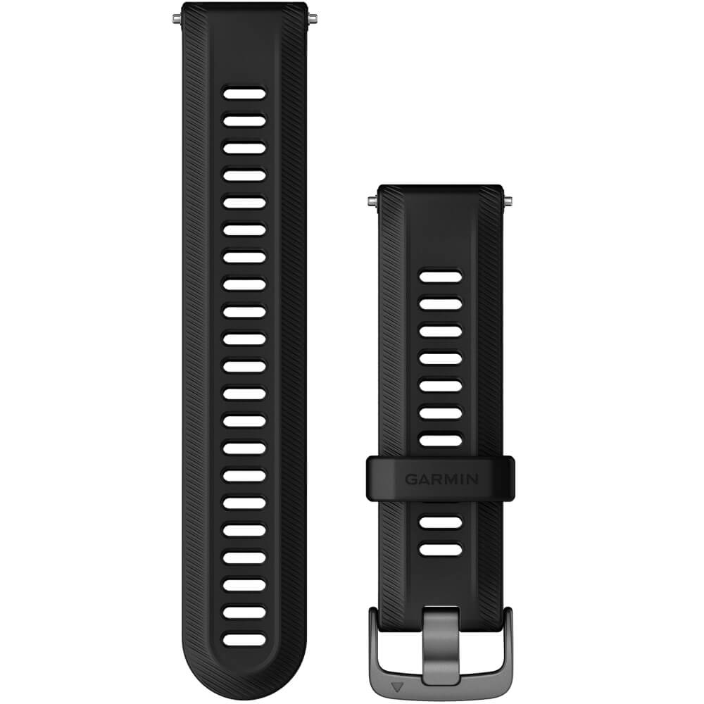 Garmin Forerunner 955 Silikon Wechselarmband 22mm Schwarz/ Schnalle Schiefergrau bei CardioZone online kaufen