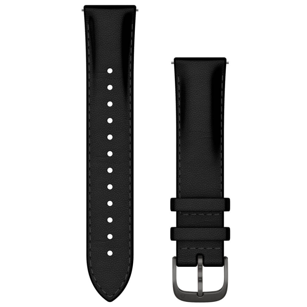Garmin Schnellwechsel-Armband 20mm Leder Schwarz/Schiefergrau