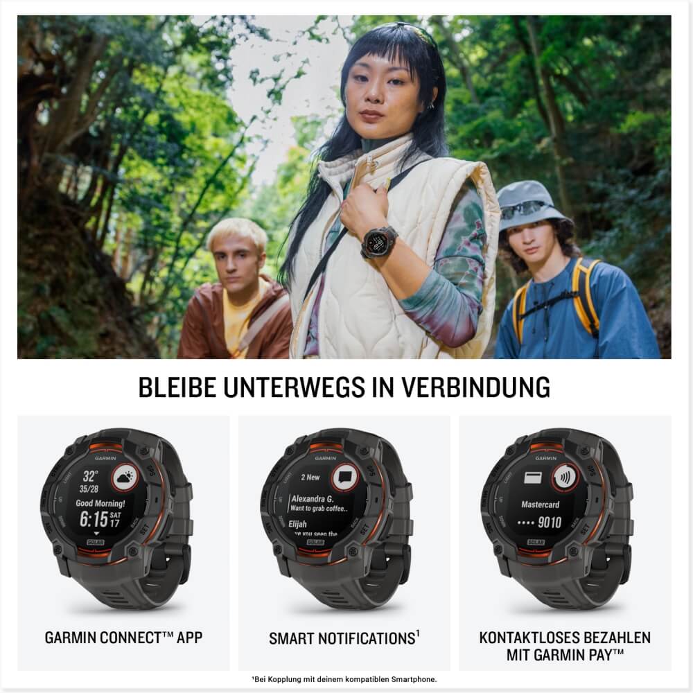 Garmin Instinct 3 SOLAR 50 mm Carbon/Schwarz 26mm Silikonarmband Carbon bei CardioZone günstig online kaufen
