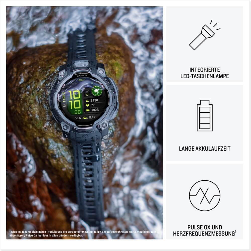 Garmin Instinct 3 AMOLED 45 mm Schwarz 22mm Silikonarmband Schwarz bei CardioZone günstig online kaufen