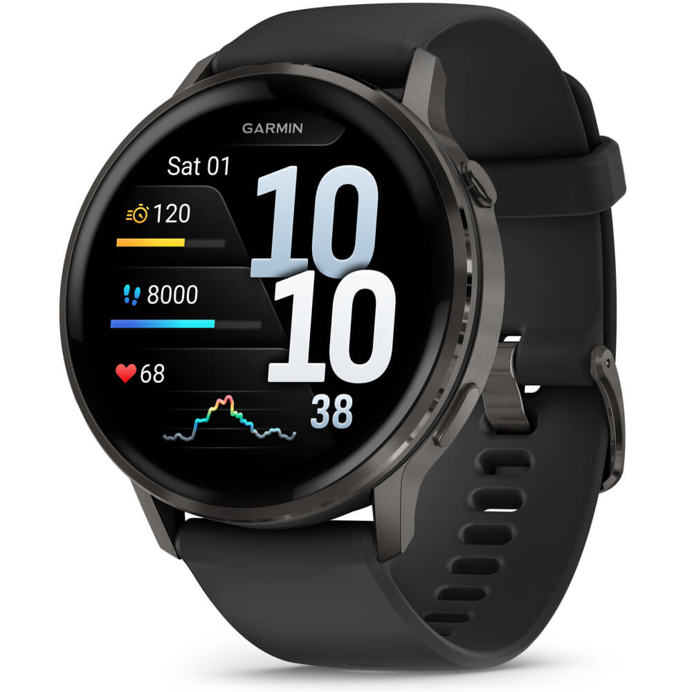 Garmin Venu 4 - 45mm Schwarz-Schiefergrau Schnellwechsel-Silikonarmband 22mm