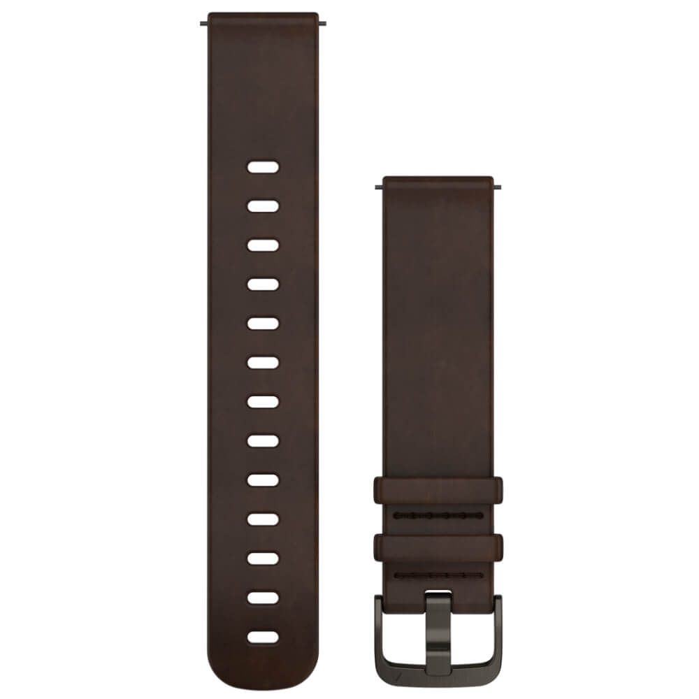 Garmin Schnellwechsel-Armband 20mm Leder Dunkelbraun/Carbongrau