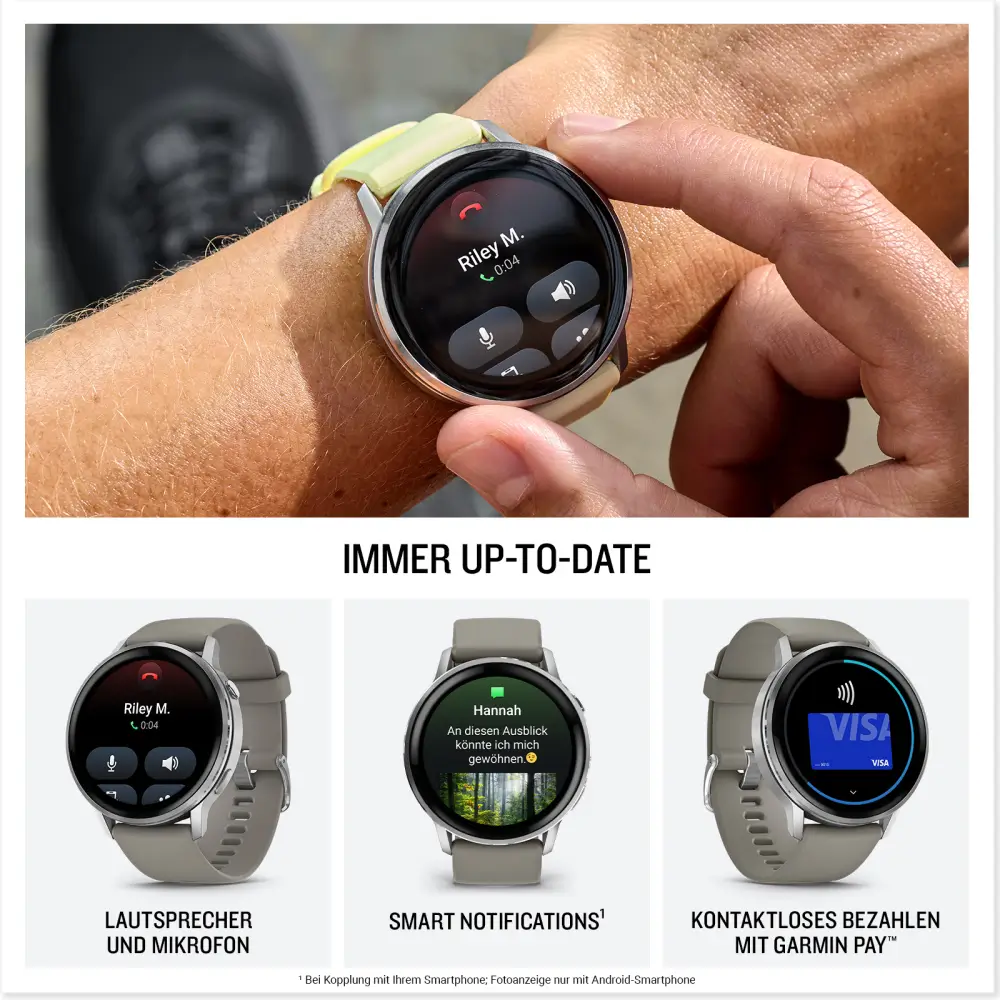 Garmin Venu 4 - 45mm Schwarz-Silber Schnellwechsel-Silikonarmband 22mm Grau