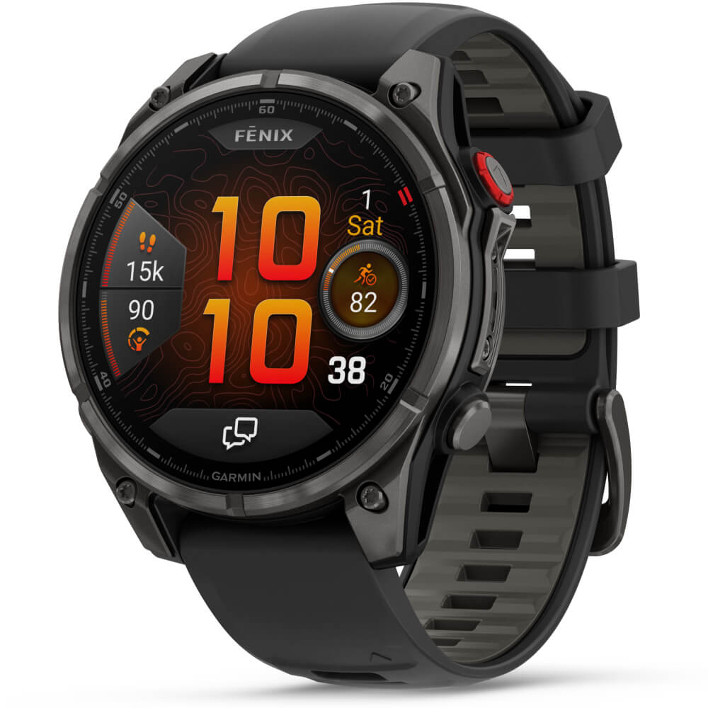 Garmin fenix Pro 8 47mm AMOLED Sapphire Schwarz/Carbongrau Titan DLC 22mm Silikonarmband