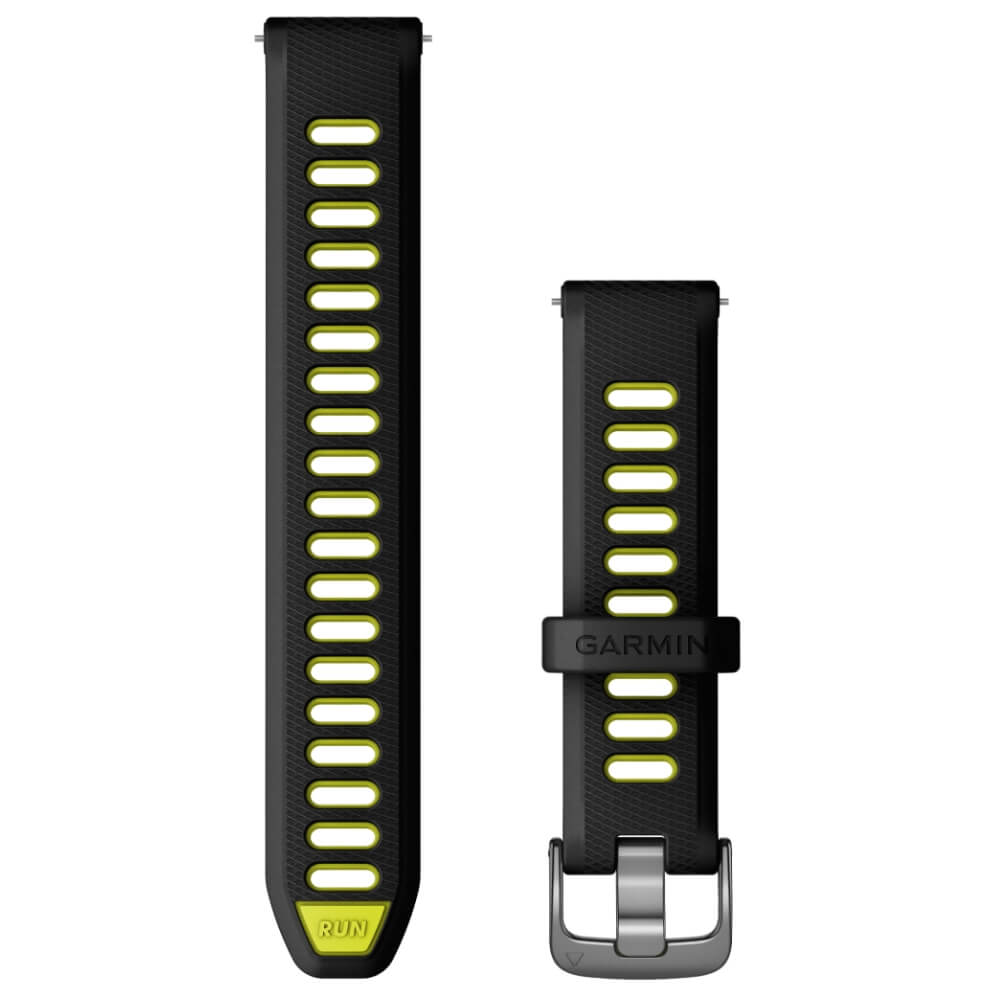 Garmin Forerunner 265S Schnell Wechsel 18mm Silikon Armband Schwarz/Zitronengelb Verschluss Schiefer  bei CardioZone günstig online kaufen